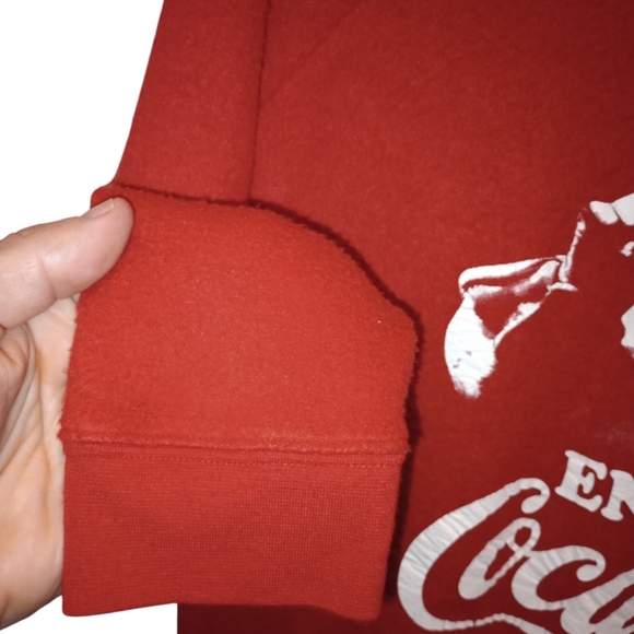 VTG Coca Cola Santa Red & White Fleece Sweater Holiday Christmas Festive Retro L - Picture 5 of 9